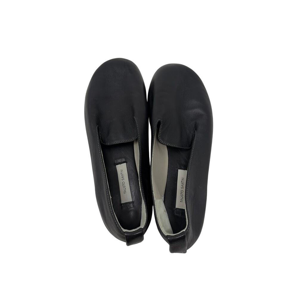 Fausto Santini black minimalist lamb leather loafers sz 37 US 7